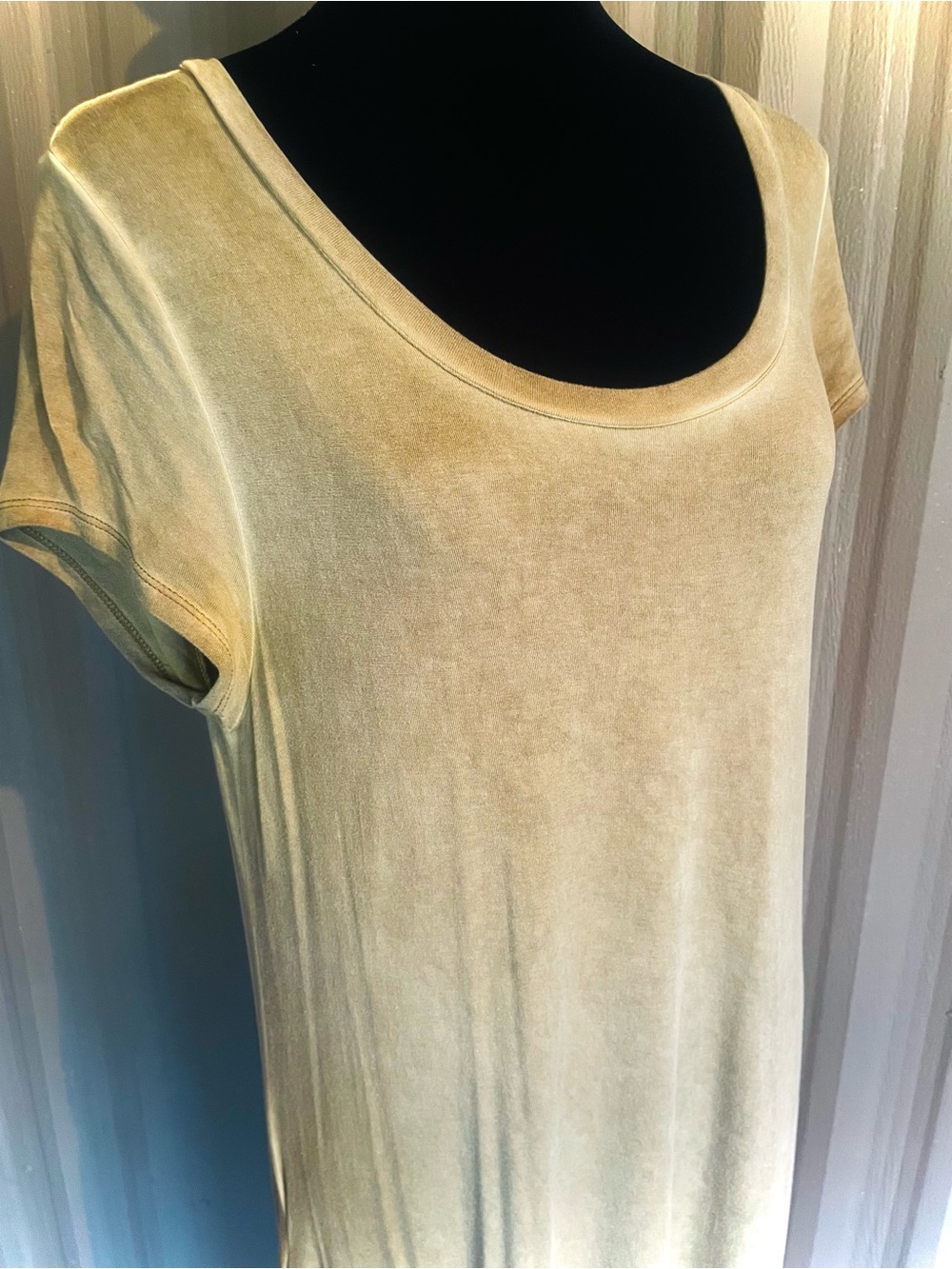 Olive Greenish Maxi T-shirt Dress Grunge Acid Wash M